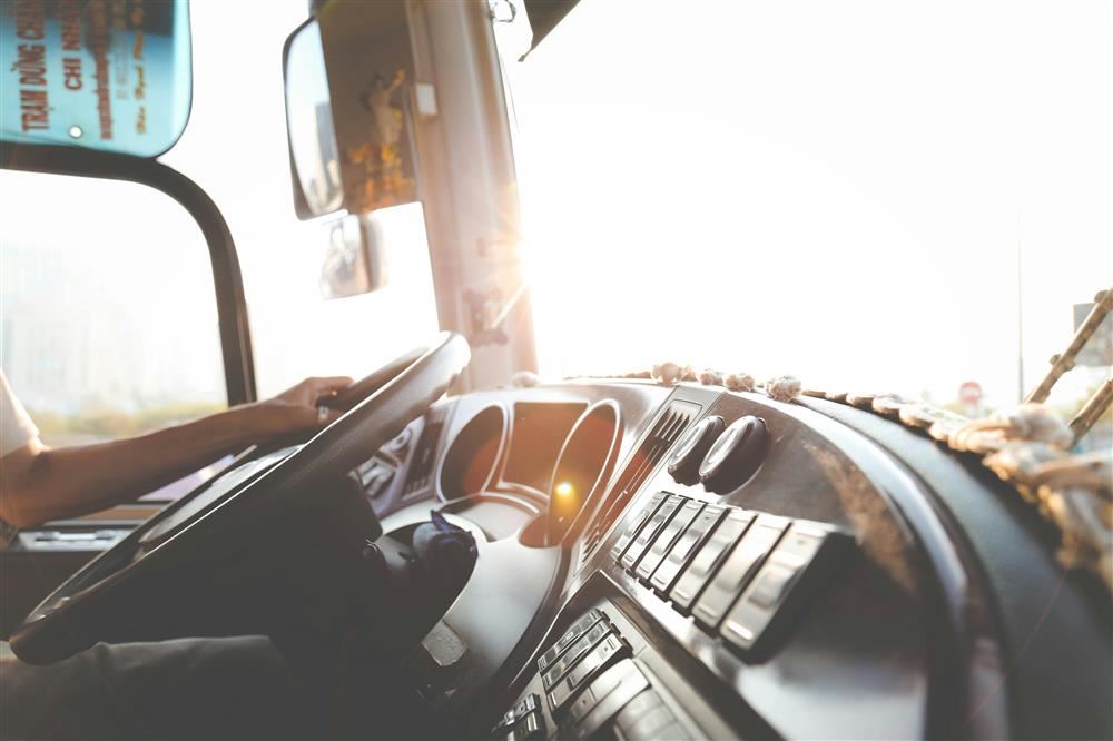  interior of school bus dashboard